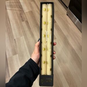 Mackenzie-Childs Gold Polka Dot Candlestick Set